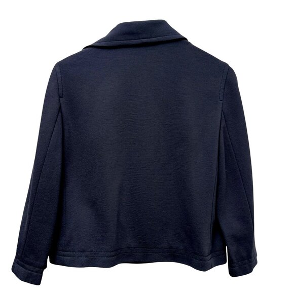 ANN TAYLOR Navy Blue Blazer 12 Petite Double Breasted Womens Crop Jacket NWT - Picture 4 of 10